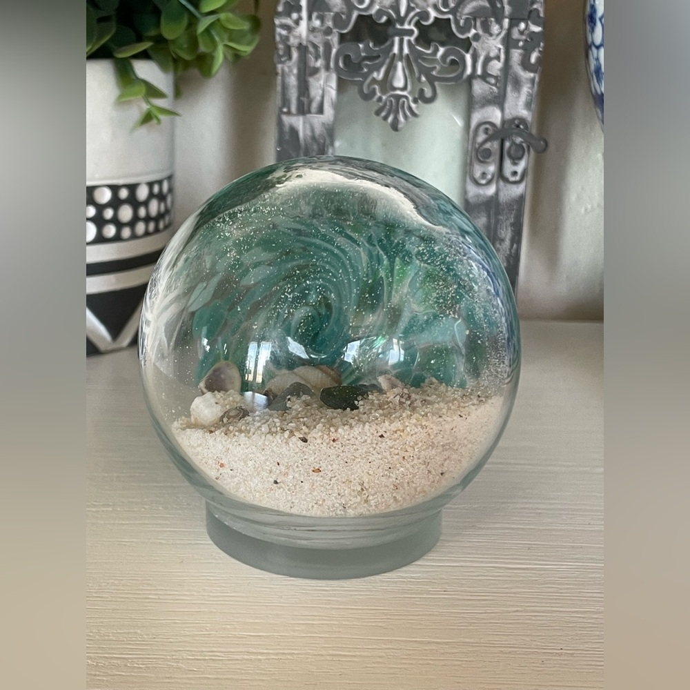 Sea Shell Sand Paperweight Handblown Glass Made In USA By Glass Eye Unique Gift